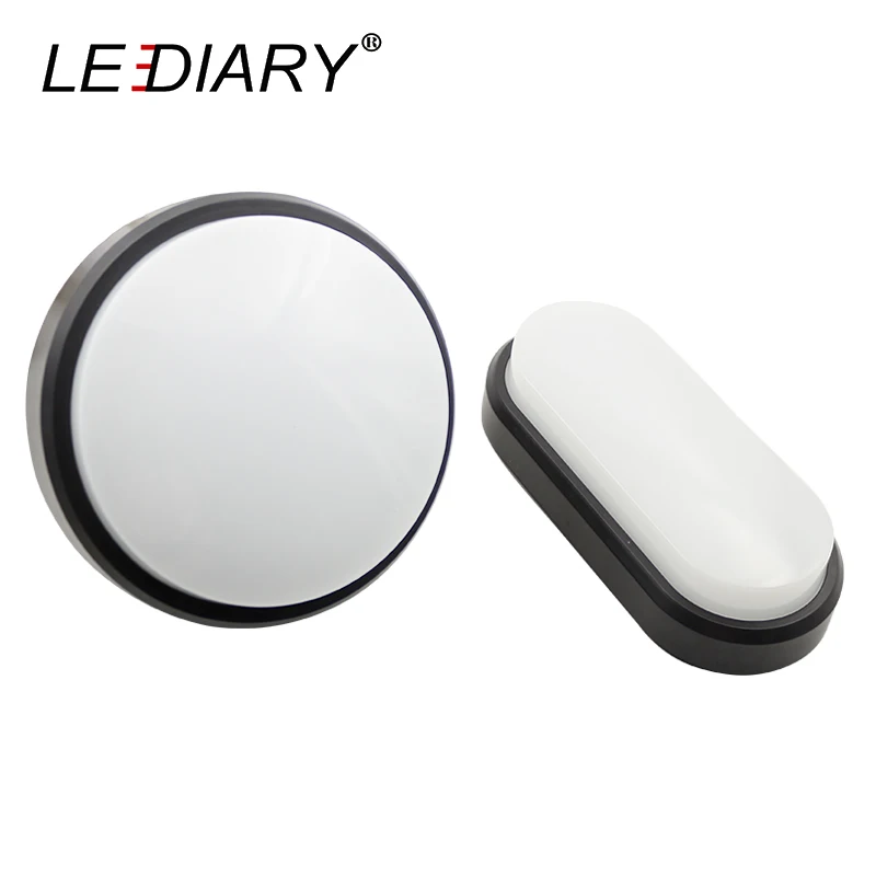 LEDIARY Waterproof IP54 LED Porch Lights Surface mounted 15W/18W 220V Outdoor Wall Light Round Oval Bathroom Bulkhead Lamp