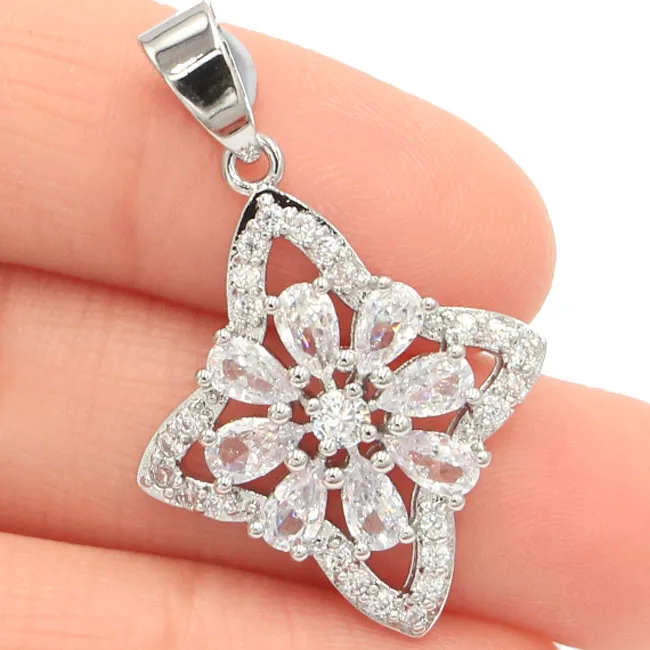 

New Designed White Sapphire Natural White CZ Gift Silver Pendant 34x22mm