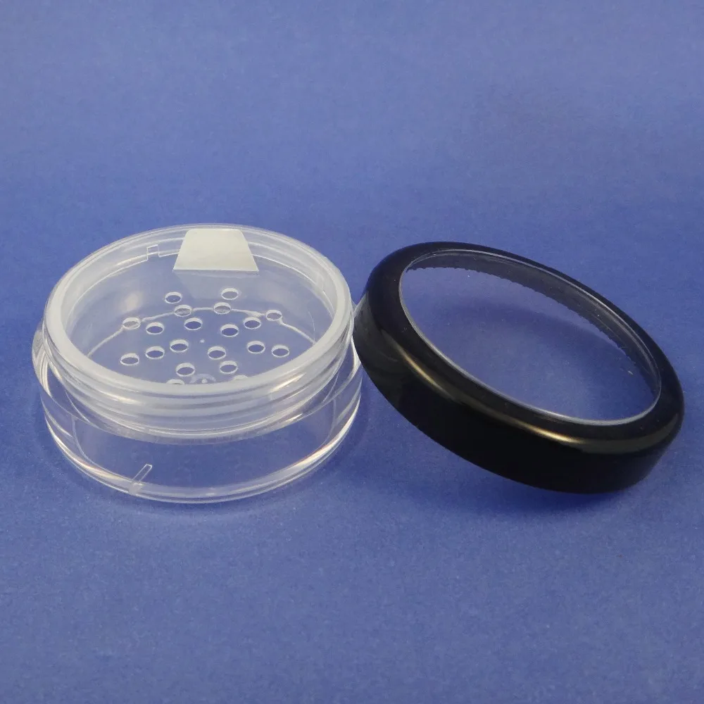 20 Pcs Black Rim Clear Acrylic Window Lid 20 g Loose Powder Sifter
