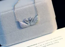 925 Silver Necklace Female Pendant Korean Mermaid Tears Water Drops Natural White Crystal From Swan Chainbone Chain