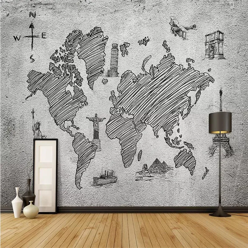

World map Nordic art background wall professional production mural factory wholesale wallpaper mural poster photo wall
