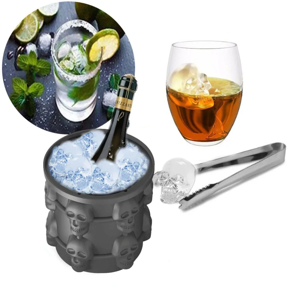 

Ice Cube Maker Genie The Revolutionary Space Saving Ice Cube Maker Silicone ice bucket/Skull ice bucket Champagne Dropshipping