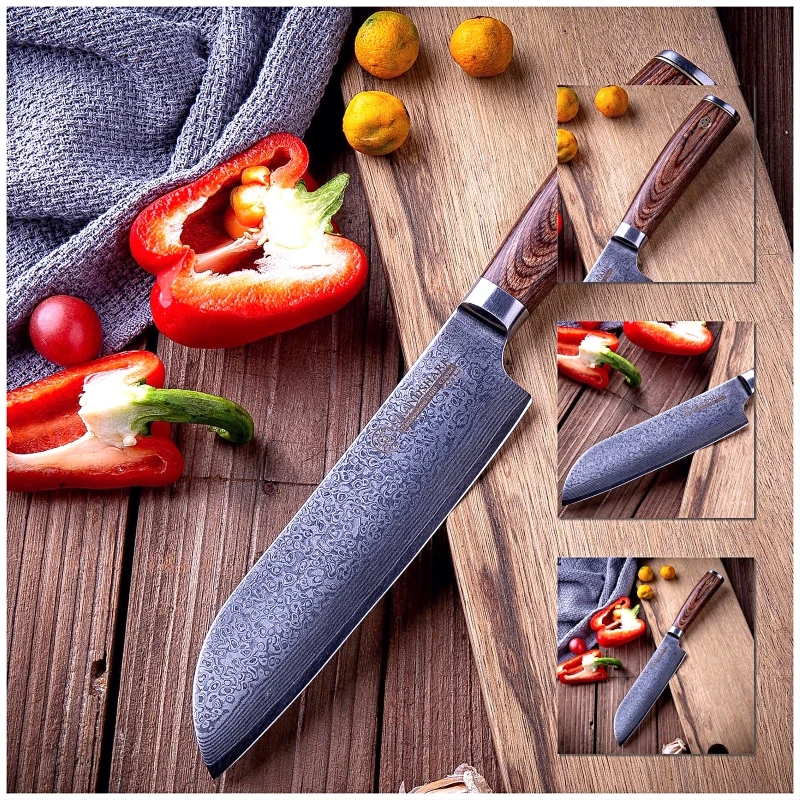 Нож Santoku vg10 из японской дамасской стали инструменты для нарезки суши сашими