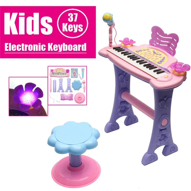 

37 Keys Electone Mini Electronic Keyboard Musical Toy with Microphone Educational Electronic Piano Toy for Children Kids Babies