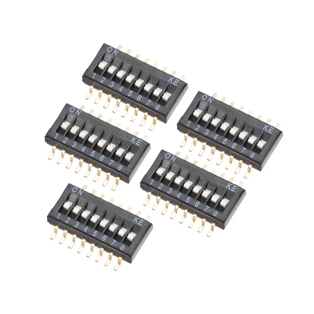 UXCELL 5Pcs SMD DIP Switches Black 1-2/48 Positions 1.27mm Pitch for Circuit boards Breadboards PCB All Pcb Projects Accessories |