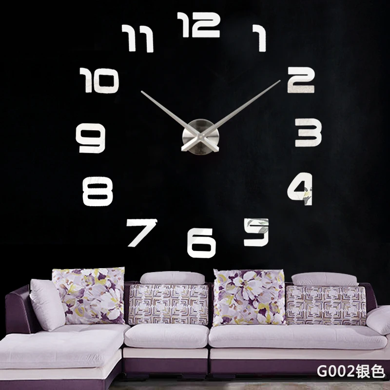 

2018 new home decoration acrylic mirror large wall clock 3D DIY big size wall sticker clock modern design unique fashion gift