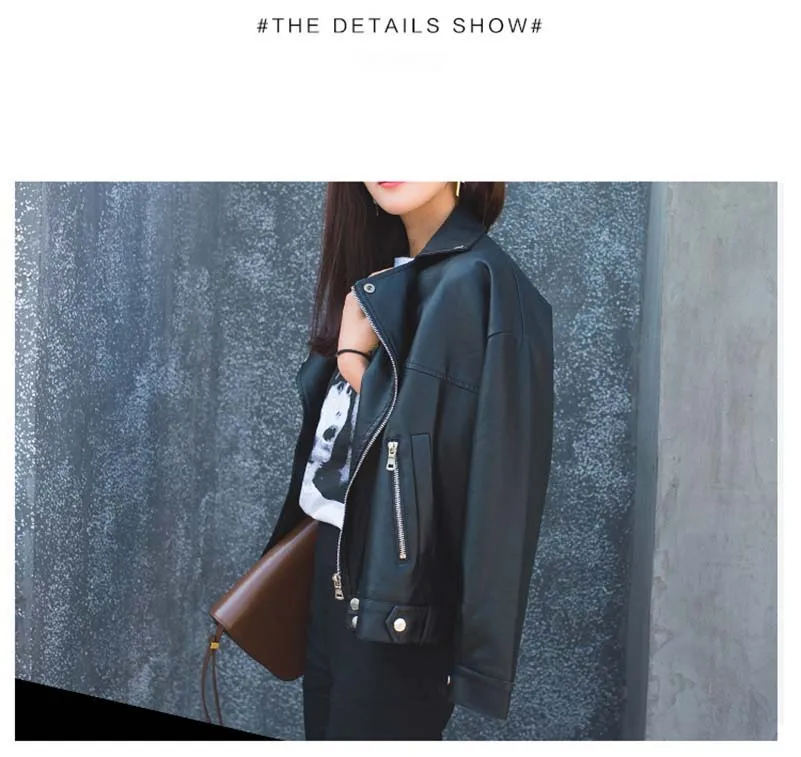 NiceMix Autumn Spring Black Leather Jacket Turn-down Collar Slim PU women jacket Harajuku BF feminine coat Faux Leather Basic