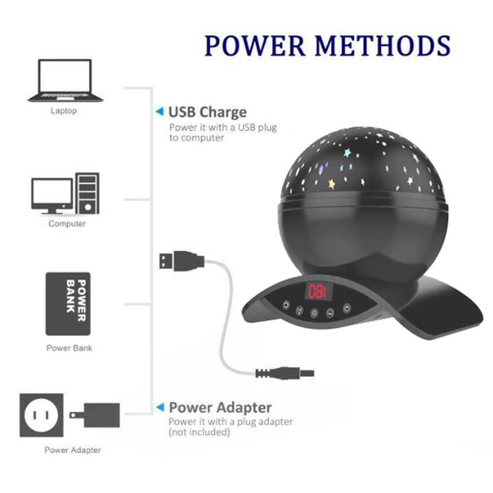 Elecstars LED светодио дный ночник детский вращающихся Star Сенсорный проектор
