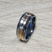 Индивидуальные оптовые 8 мм Мужские вольфрамовые карбидные обручальные кольца с CZ камнем