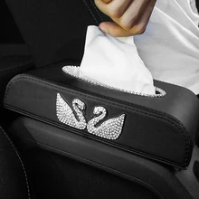

PU Leather Car Tissue Box With Water Brick Auto Interior Paper Storage Case with Two Color Swan Type Shipping Free for Car Style