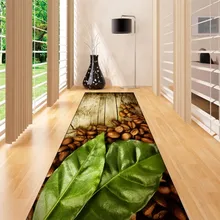 Else коричневое дерево зеленые листья кофейные зерна 3d принт Нескользящая микрофибра моющаяся длинная дорожка коврик кухонные Коврики для прихожей