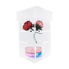 Акриловый чехол для хранения в цветочной коробке с розами, подарок на день святого валентина для девушки, чехол для хранения макияжа с ящиком без цветов