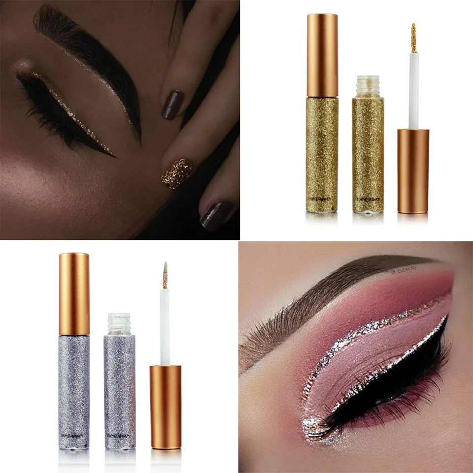 10pcs/set Shining Eyeliner Lot Waterproof Shimmer Shine Pigment Silver Gold Metallic Tint Liquid Glitter Eye Liner Set Maquiagem