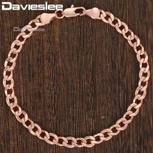Davieslee Снаряженная кубинская цепочка браслет женский желтый белый однотонный цвет розовое золото 585 5 мм 20 см DGBM97