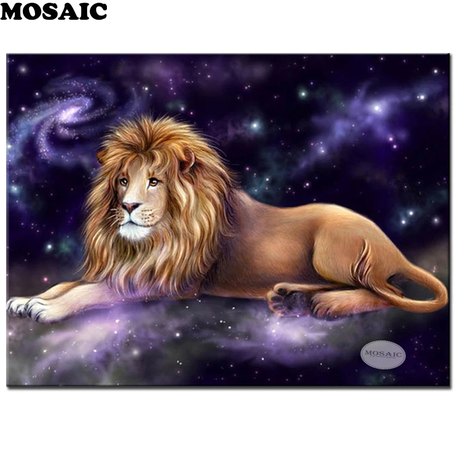 5D DIY Diamond Embroidery Animal lion starry sky custom Painting Cross Stitch Full Drill Mosaic home Decoration | Дом и сад