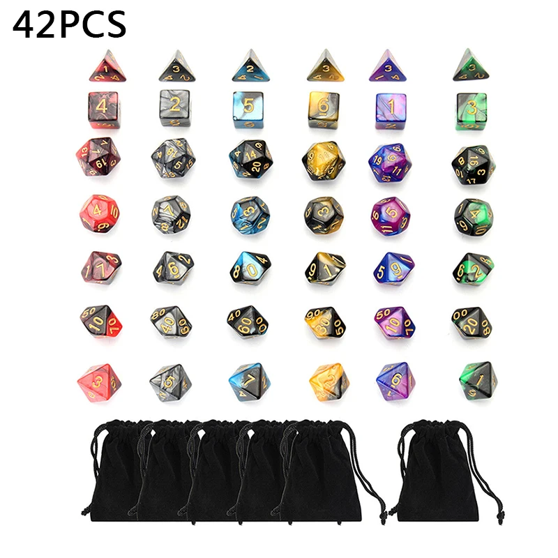 

4/6/8/10/12/20 Polyhedral Dice Double-Color For RPG MTG Game 42pcs 6Set