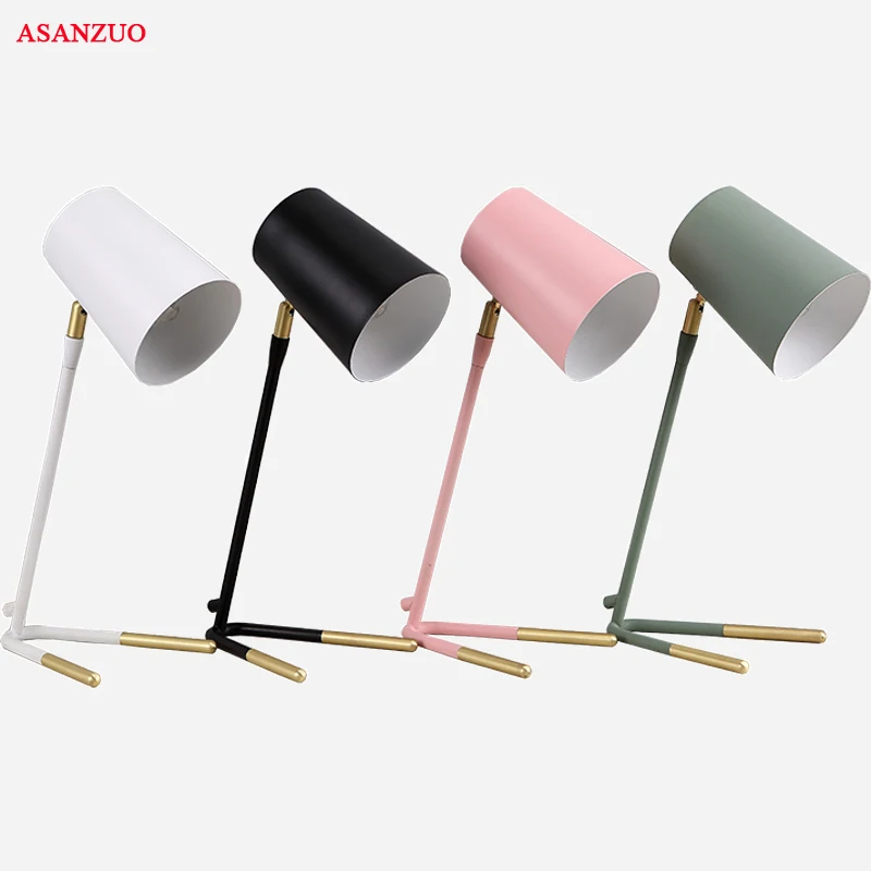 Nordic creative table lamp for living room living room bedroom study office modern minimalist macaron Iron bedside reading lamp