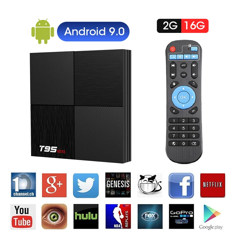 

Smart Android 9.0 Set Top TV Box 6K@30fps 4K DDR3 USB 3.0 Bluetooth 4.0 T95 MINI 3D Quadcore Mali-T720MP2 Google Play IPTV H.265
