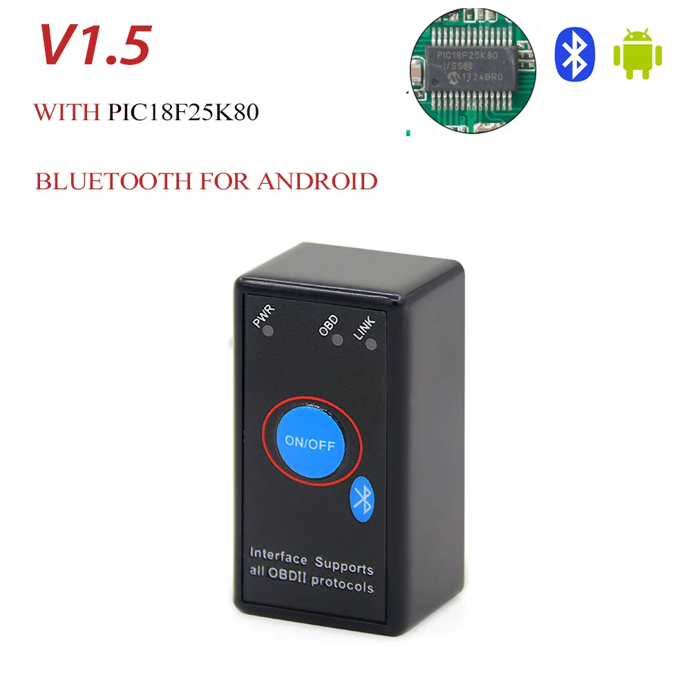 Супер Мини ELM327 V1.5 Bluetooth OBD2 автоматический диагностический инструмент ELM 327 работает на Android/Windows Elm-327 OBDII автомобильный адаптер - Цвет: V1.5 BT with PIC