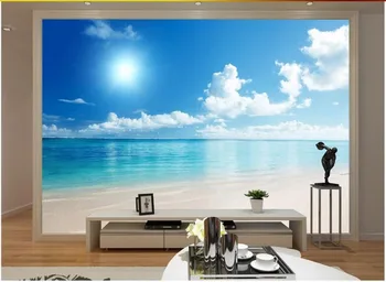 

Custom 3d photo Wallpaper murals Mediterranean mural Seascape, scenic beach, sandy beach TV background wall decor living room