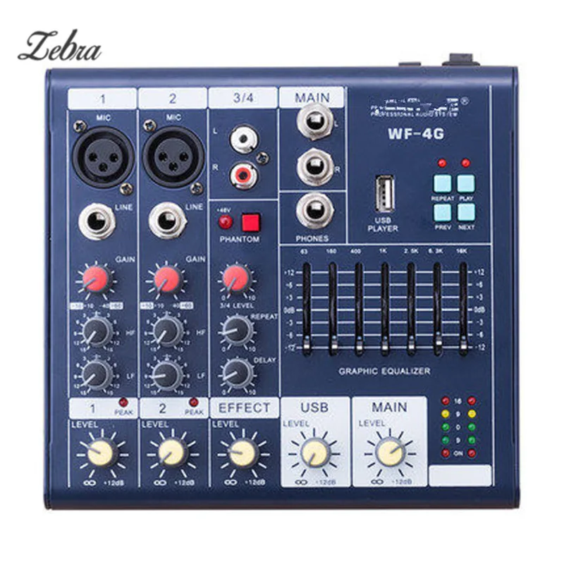 

Zebra Professional WF-4G/WF-4Gii 4Ways Mixer/6Ways Mixer With 48V Phantom Power Musical Instruments Electric Accessory