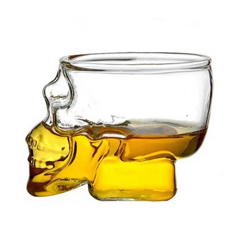 

New Bar Club Wine Beer Glass Skull Head Shape Thick Shot Glass Transparent Crystal Whisky Vodka Pub High Quality Karaoke Glass