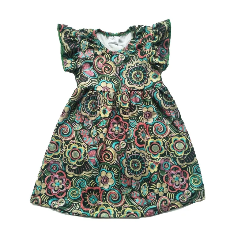 

2019 Kids Baby Girls Beautiful dress vintage design children's dresses summer O neck flower long dress high quality clothing GXJ