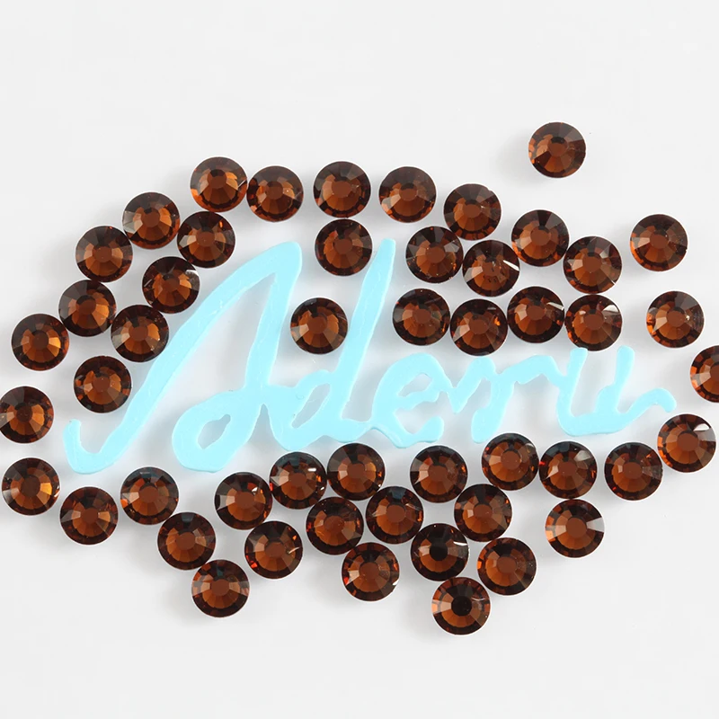 

aderu smoked topaz 739 super shiny lead free crystal hot fix rhinestone for nail art ornament garment shoe hat car decoration