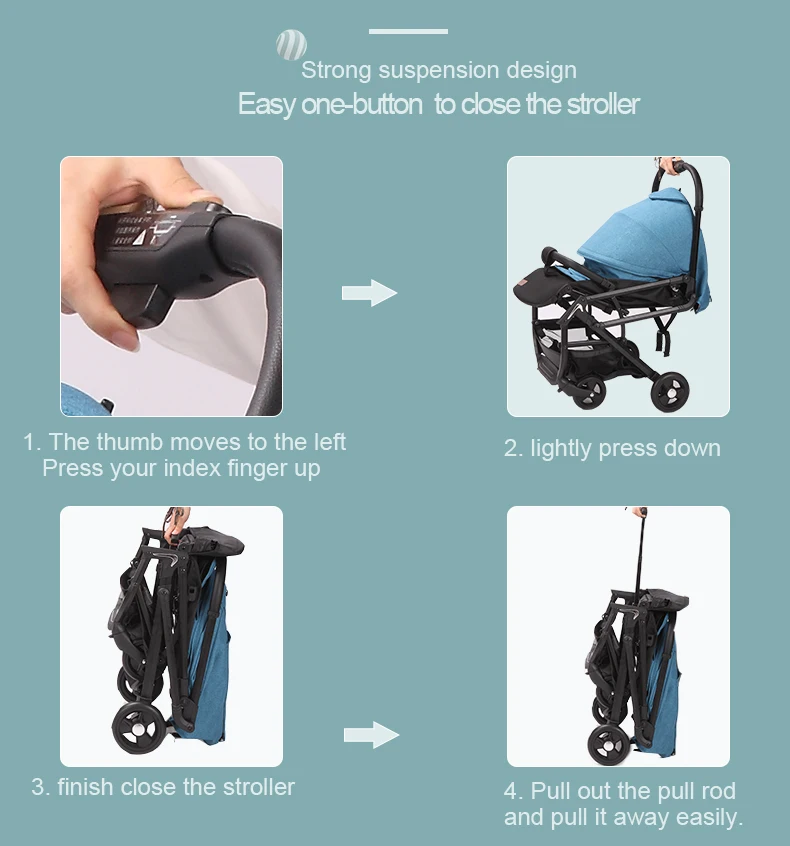 Дорогой одна рука складная детская коляска с багажным рычагом