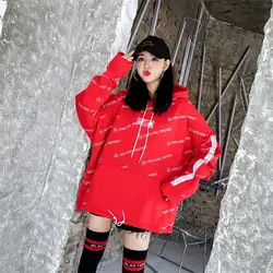 Для женщин Кофты японский Харадзюку улззанг повседневное Письмо печати свитер с капюшоном женский корейский Kawaii костюмы для