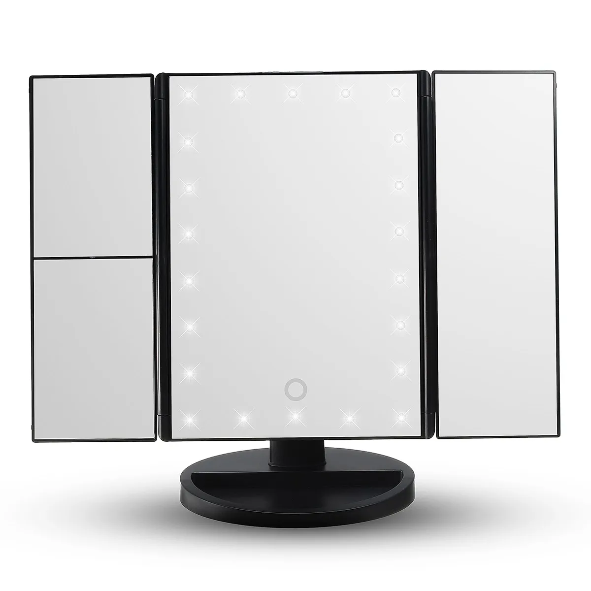 

HOT Touch Screen Led Light Makeup Mirror 3 Folding Lighted Led Magnifying Mirrors Table Desktop Makeup Vanity Mirror With Lights