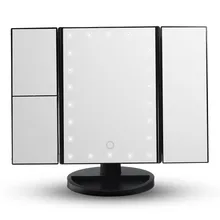 Touch Screen Led Light Makeup Mirror 3 Folding 1X/2X/3X Led Magnifying Mirrors Table Desktop Makeup Vanity Mirror With Lights