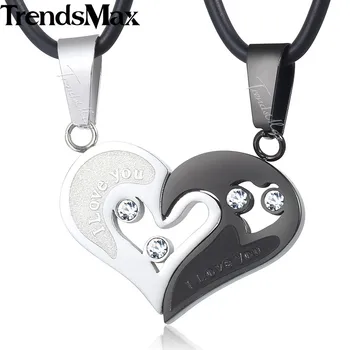 

Trendsmax Heart Love Charm Necklace For Women Men's Chain Lovers' Stainless Steel Pendant Jewelry KKPM138