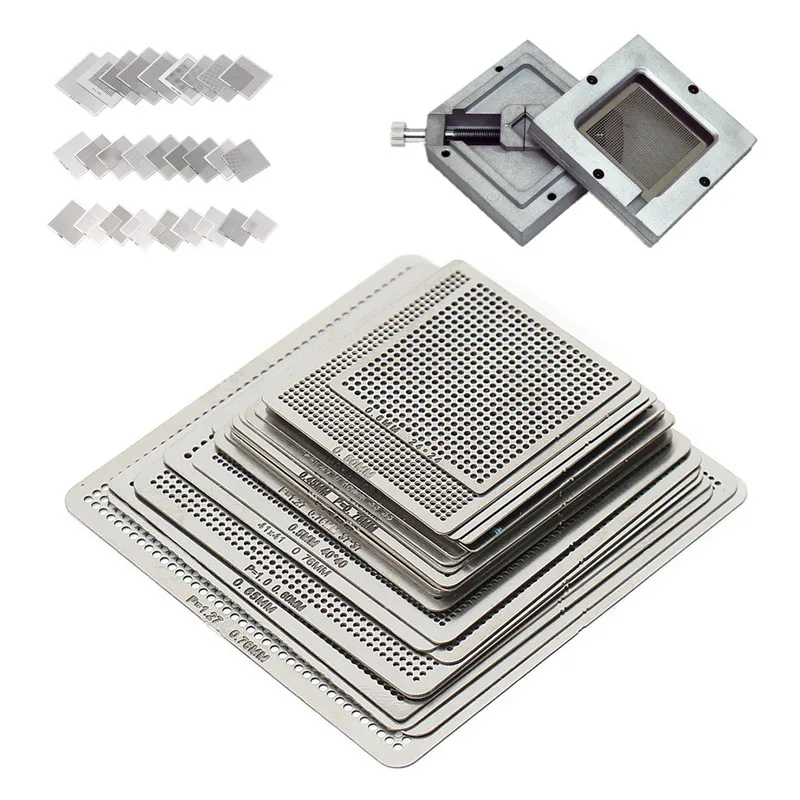 

27 PCS Directly Heat Reball Reballing Universal Stencil Template Set Steel for Reballing the BGA IC Heated by Hot Air Machine