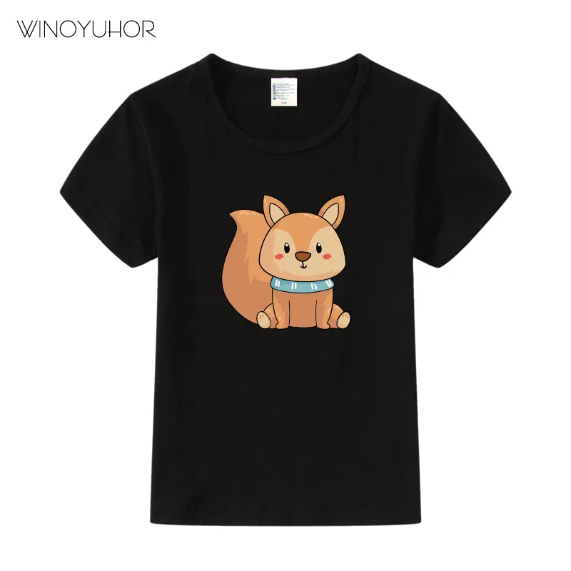 

Cartoon Squirrel Printed T-shirt Kids Boy Girls Summer Short Sleeve T Shirt Baby Children Funny Tops Tee Clothing