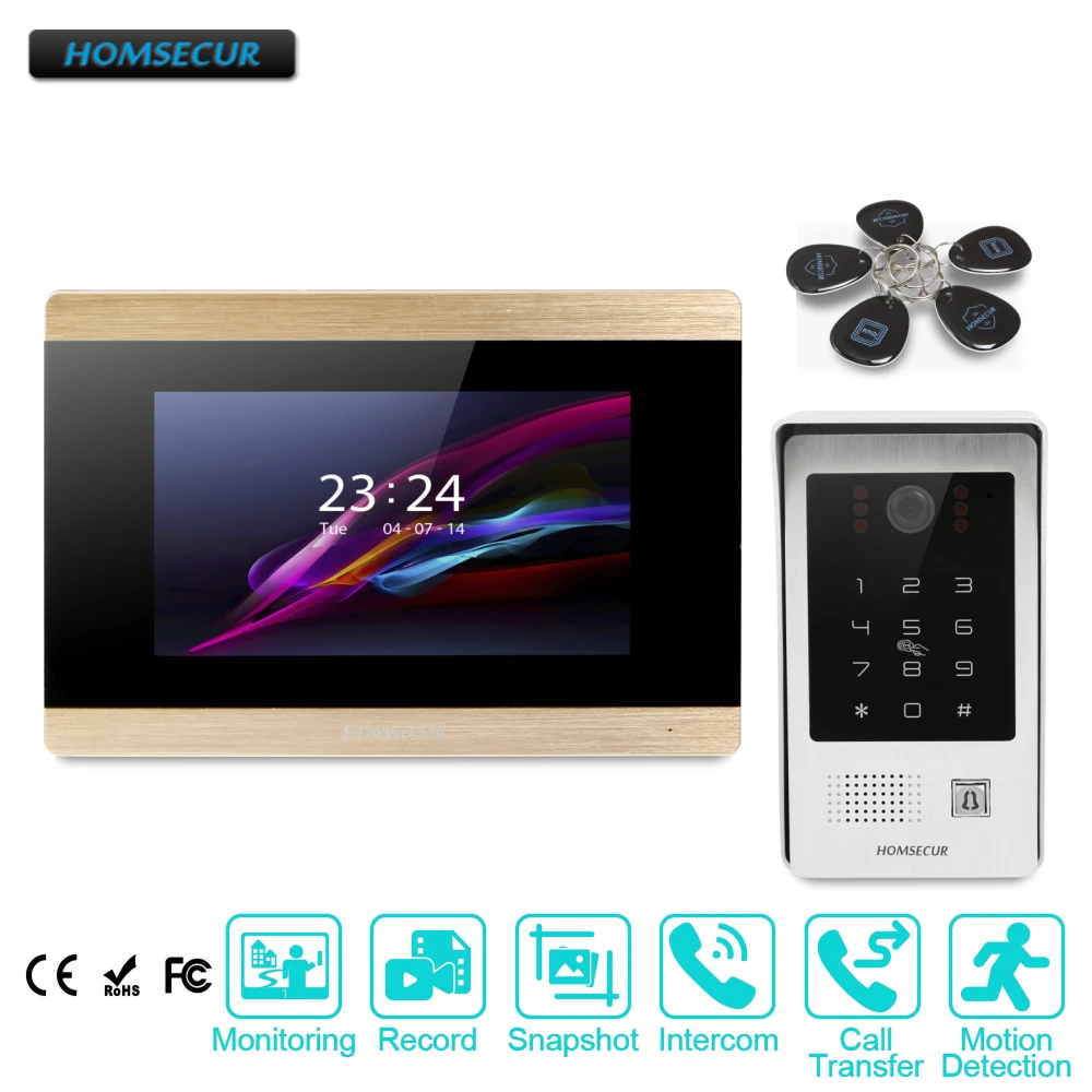 

HOMSECUR 7" Wired Video Door Entry Phone Call System with Touch Screen Monitor BC091+BM715-G