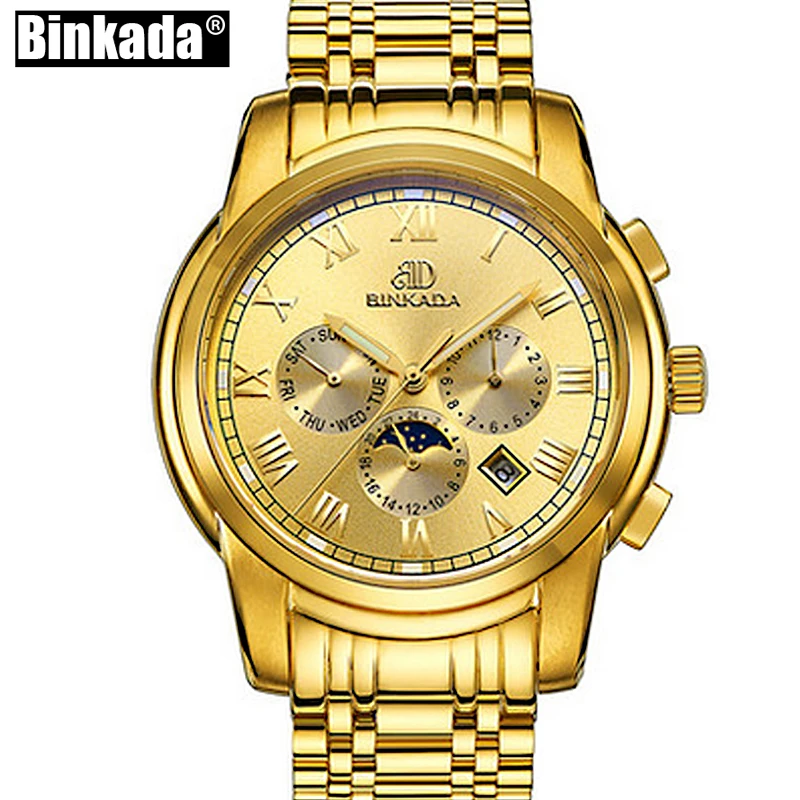 

Luxury Gold Watches Mens Watches Automatic Mechanical Watch Moon Phase Casual Business Wristwatch Top relojes hombre