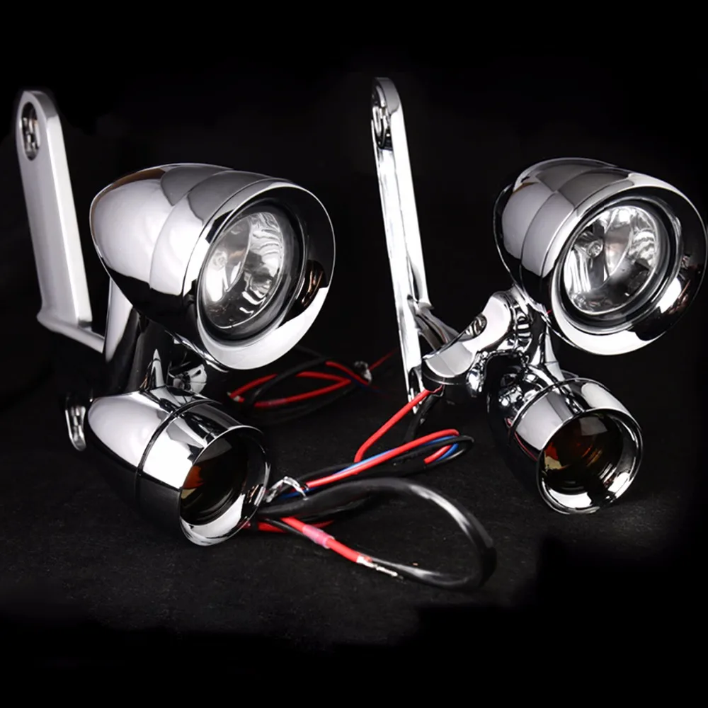 Chrome Fairing Mounted Driving Lights with Turn Signals Fit For Harley Touring Street Glide Road King 1997-2013