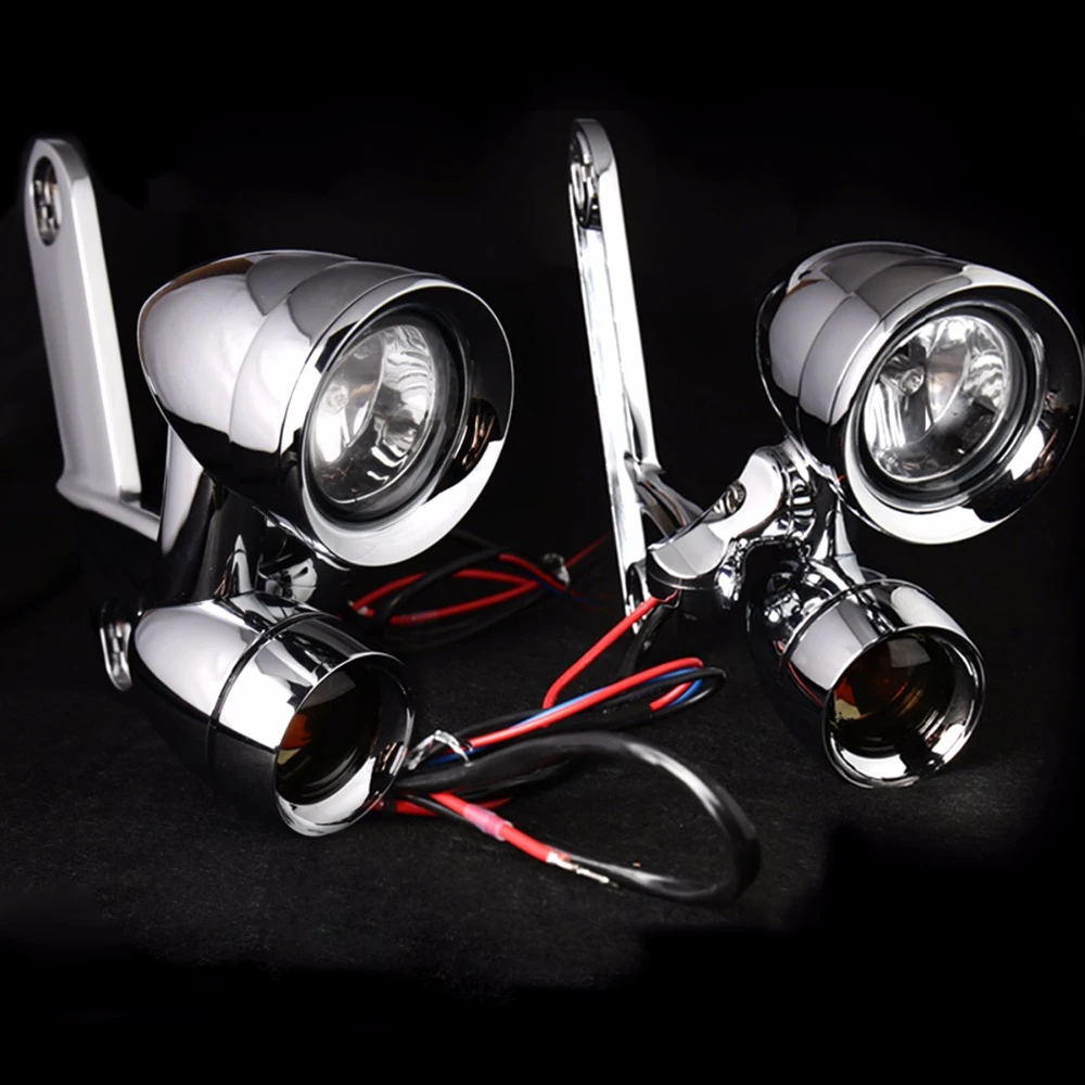 Chrome Fairing Mounted Driving Lights With Turn Signals Fit For Harley