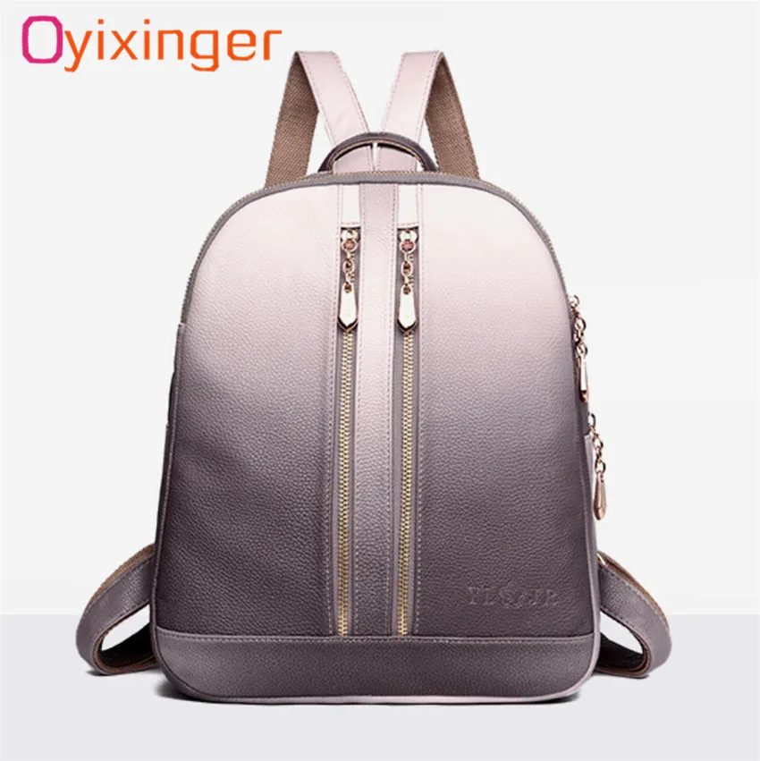 

Oyixinger 2018 Gradient Ramp Fashion Both Shoulders Woman Package Leisure Multi-function Anti-theft Backpack Waterproof Girl Bag