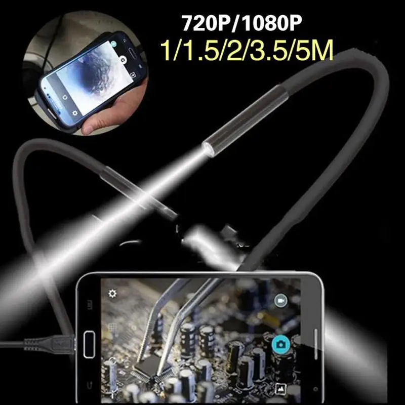 

2018 Newest 7MM mini Android Endoscope Inspection 1/2/3.5/5M USB Borescope LED Tube Snake Camera Snake Inspection Tube Pipe Gift