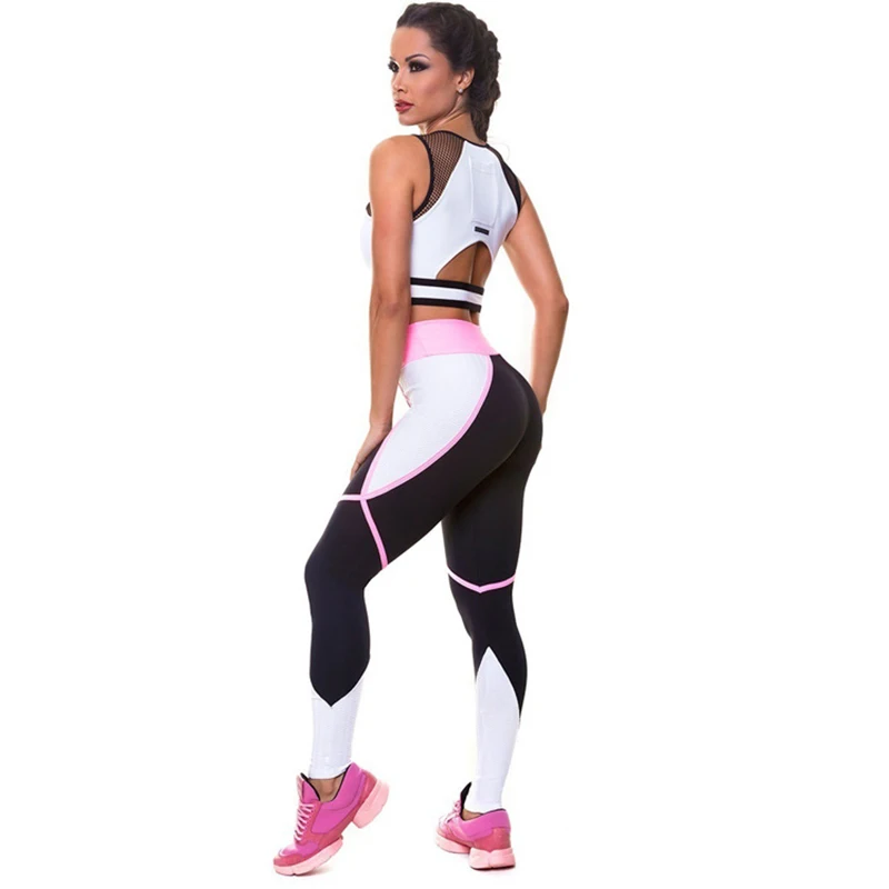 NRAHBSQT Printed Yoga Sets Women Gym Clothes Vest+Pants Fitness Women Two Piece Yoga Sports Set Gym Fitness Clothing YS154