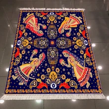 Синий пол на красном персидском этническом девушка 3d узор принт, микроволокно анти скольжение обратно моющиеся декоративные килим области ковер