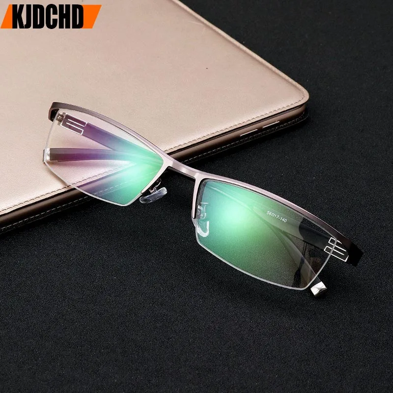 

KJDCHD Glasses Frame Men Ultralight Square Myopia Prescription Eyeglasses 2018 Male Metal Full Optical Frame Screwless Eyewear