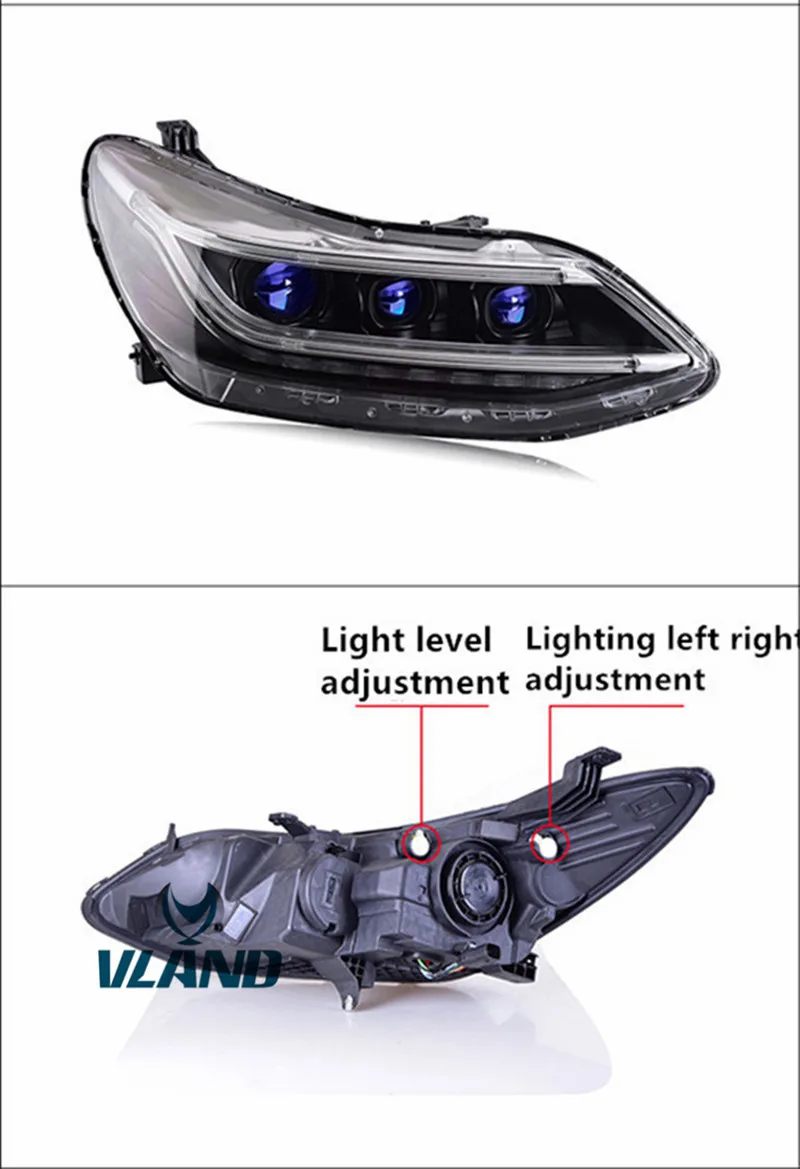 VLAND Заводская Автомобильная головная лампа для Cruze светодиодный головной светильник Cruze головной светильник с светодиодный движущимся сигналом и Дневной светильник ксеноновые линзы