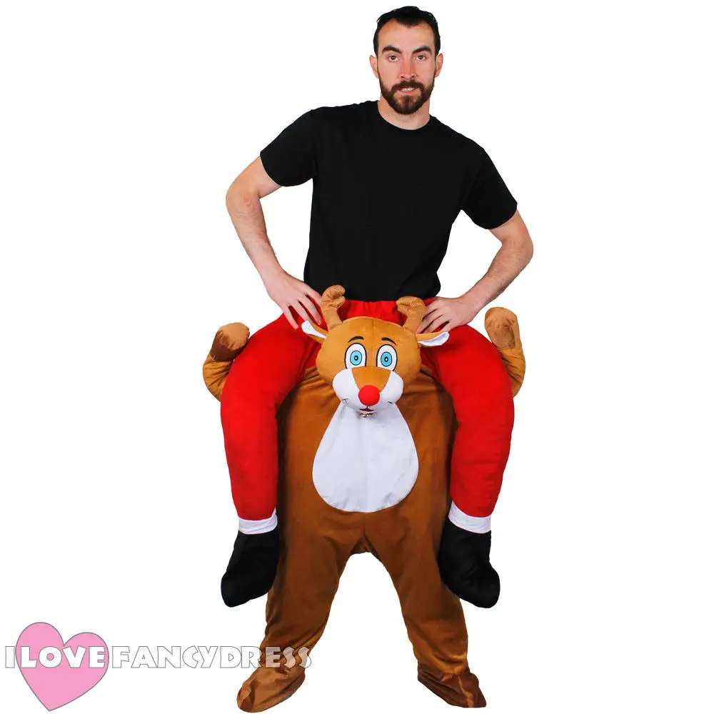 

ADULTS PICK ME UP REINDEER COSTUME RIDE ON CHRISTMAS FANCY DRESS FUNNY NOVELTY XMAS FUN RUN SANTACON