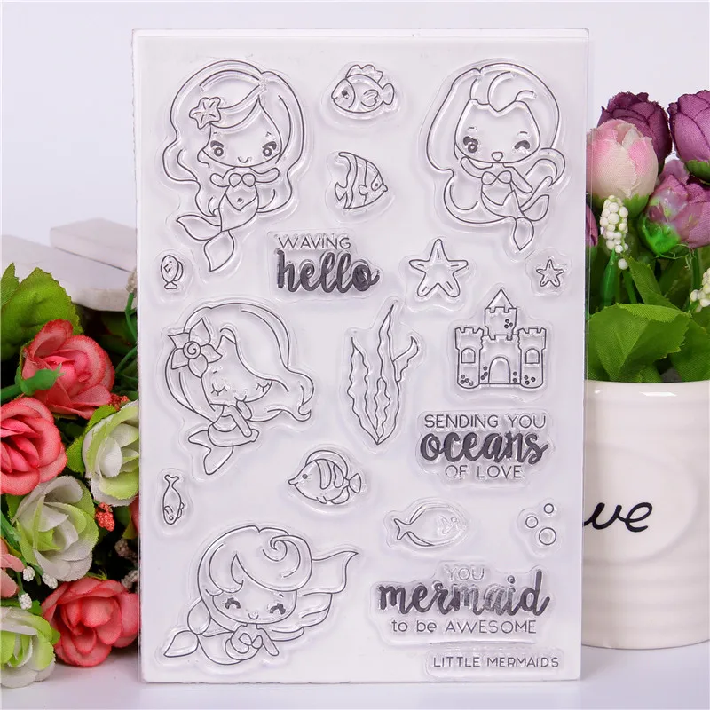 

DLKSDIY Cartoon mermaid Transparent Clear Stamp DIY Silicone Seals Scrapbooking / Card Making/Photo Album Decoration