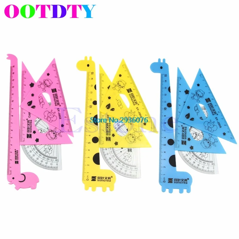 

4pcs/set Cute Cartoon Giraffe Animal Students' Ruler Meter Ruler Triangle Ruler MY9_25