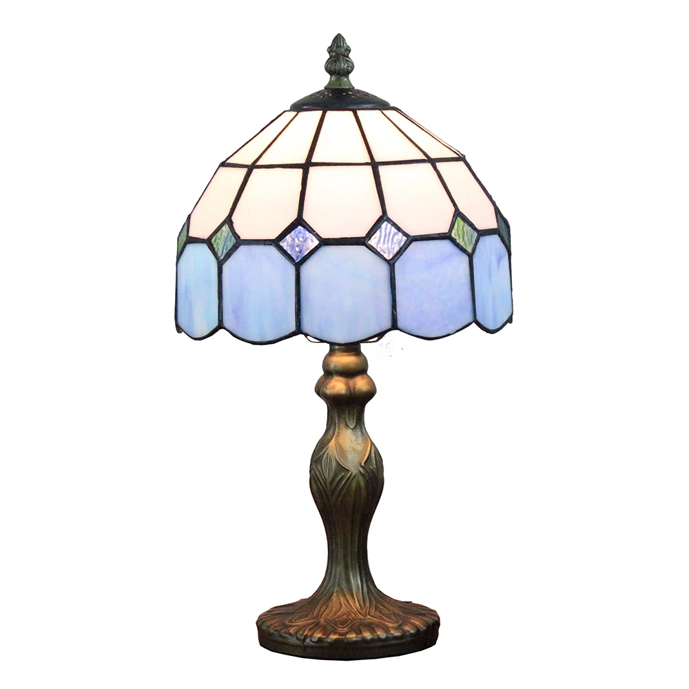 Витражная Простая Современная синяя настольная прикроватная лампа, светильник для внутреннего освещения