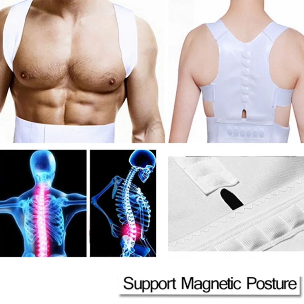 Белый Удобный Магнитный корректор для поддержки осанки, пояс для боли в спине, пояс для снятия боли в плечах, уход за здоровьем